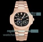 3K Factory Super Clone Patek Philippe Nautilus 5712 Black Dial 40mm Rose Gold Moon Phase Watch 